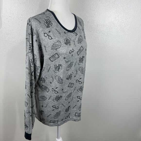Wizarding World of Harry Potter Sweater Women Large Grey Blue AOP Pullover Sleep - Picture 3 of 12